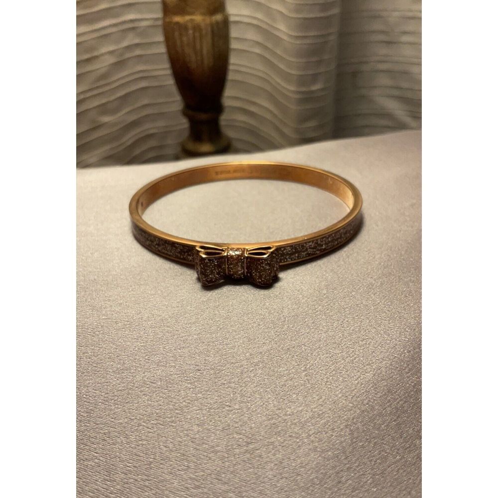 kate spade gold-tone pavé bow bangle bracelet - Picture 9 of 11
